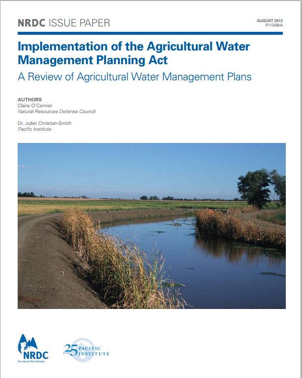 Implementation of the Agricultural Water Management Planning Act A