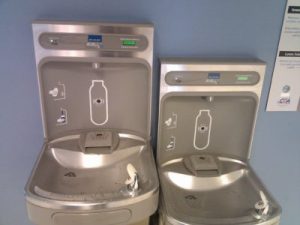 Modern drinking fountains chill and filter water, and let users fill water bottles (Photo: Peter Gleick 2011)