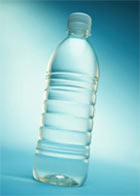 Bottle of water against a blue background